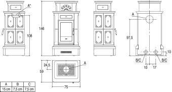 Чертеж для Кафельная печь Stubotto CANAZEI